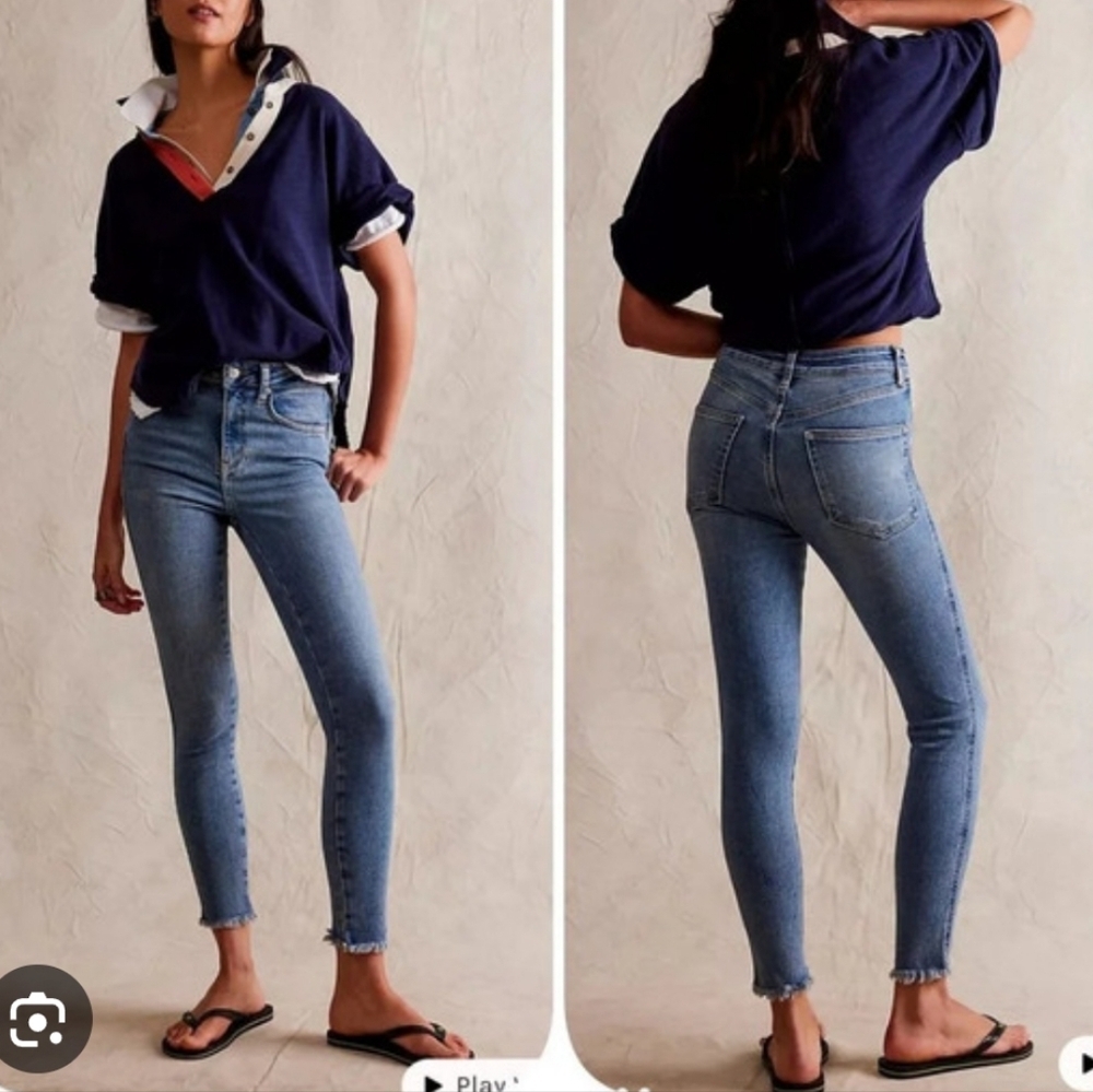 Free People Jegging Women's 30 High Rise Raw Hem Stretch